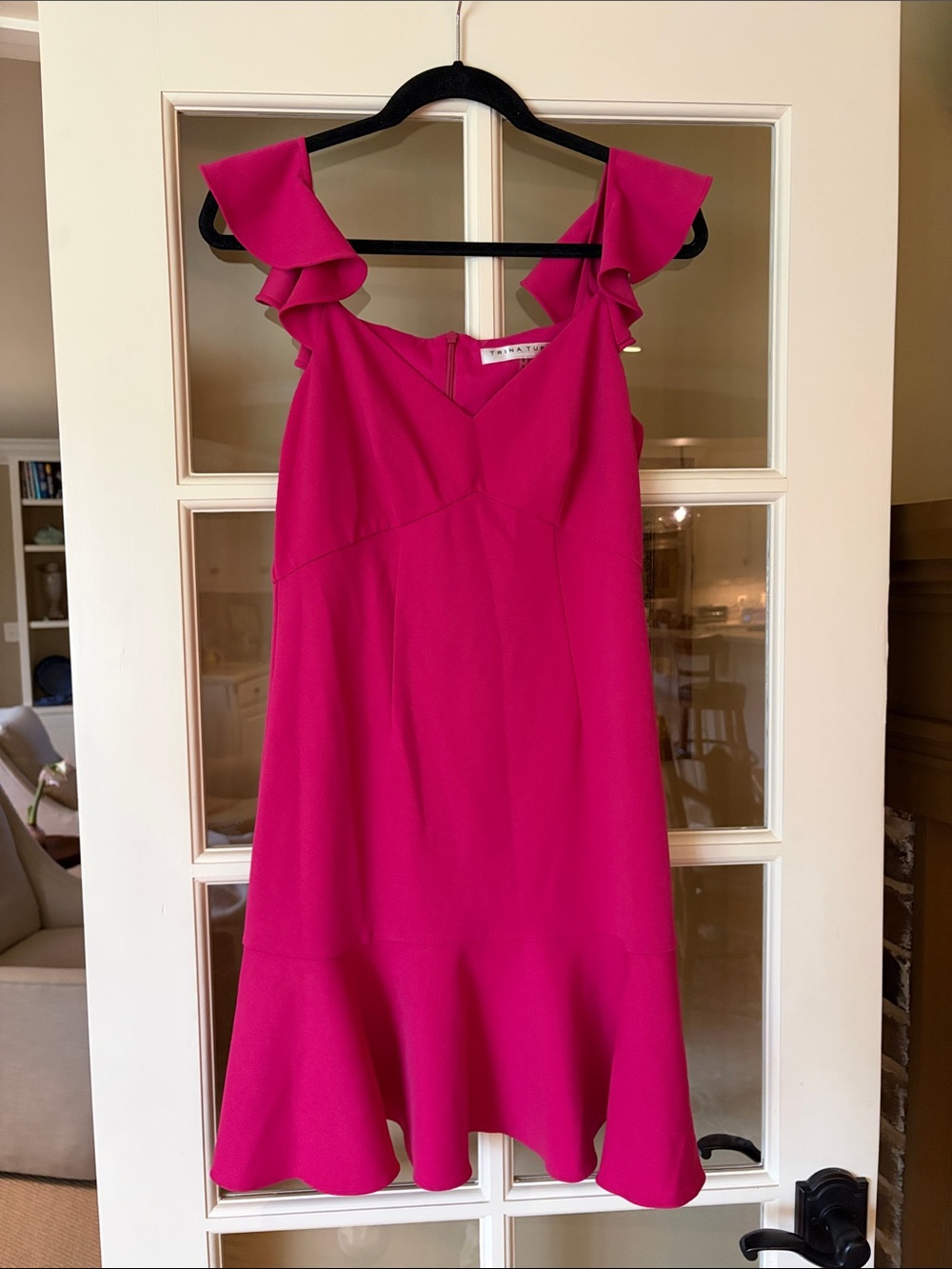 Trina Turk Hot Pink Ruffle Strap Mini Dress